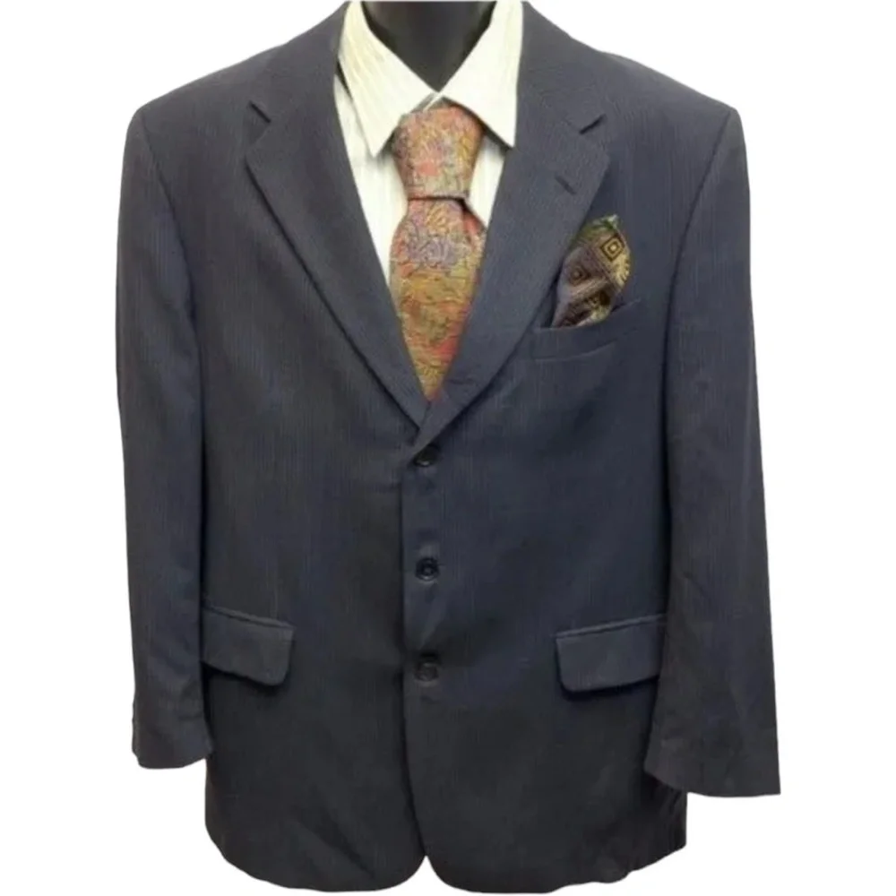 Coppley Sport Coat 38R Gray Stripe Three Button Notch Lapel Wool Classic Sharp